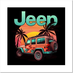 Jeep Sunset Adventure Posters and Art